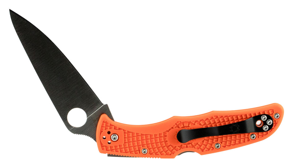 Spyderco Endura 4 Folding Knife C10FPOR 3.75" Plain VG-10 Blade Orange FRN Handle with Four-Position Pocket Clip