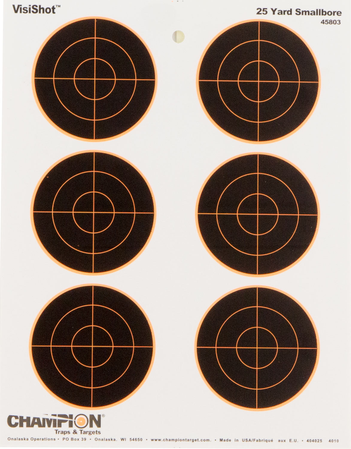 Champion VisiShot 25 Yard Small Bore Hanging Paper Bullseye Target 10 Pack