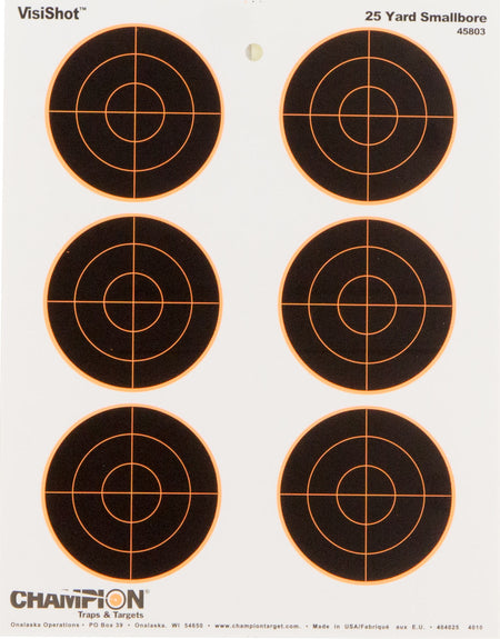 Champion VisiShot 25 Yard Small Bore Hanging Paper Bullseye Target 10 Pack