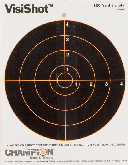 Champion VisiShot Reactive 8" Bullseye Paper Hanging Targets 10 Pack