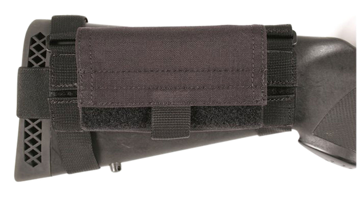 Blackhawk Ambidextrous Buttstock Shotgun Shell Pouch Black Nylon 5 Round Hook & Loop