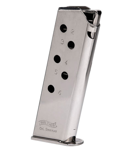 Walther Arms PPK .380 ACP 6rd Replacement Mag Stainless Steel Finish