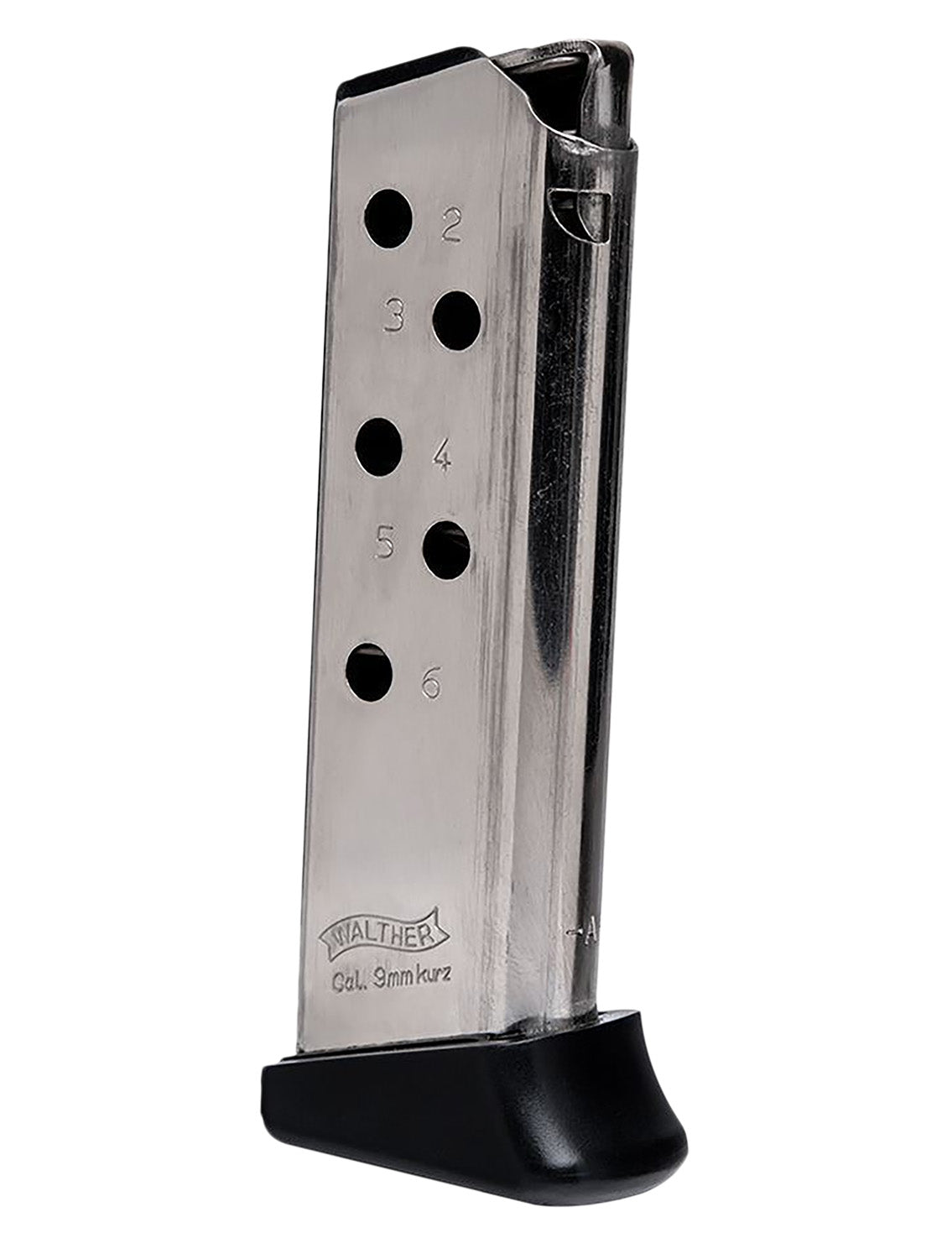 Walther Arms PPK .380 ACP 6rd Detachable Spare Mag w/Finger Rest Nickel Finish