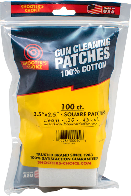 Shooter's Choice 2.5" Cotton Cleaning Patches for Firearms 100-Piece Pack