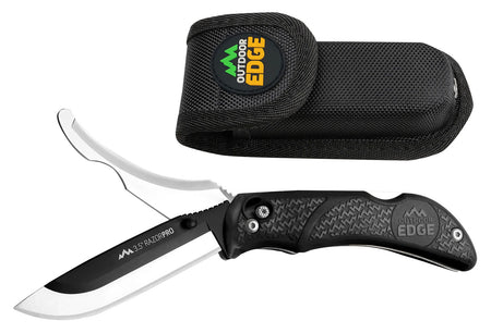 Outdoor Edge RazorPro RO10C 3.50" Plain 420J2 SS Razor/Gut Folding Blade Black TPR Handle