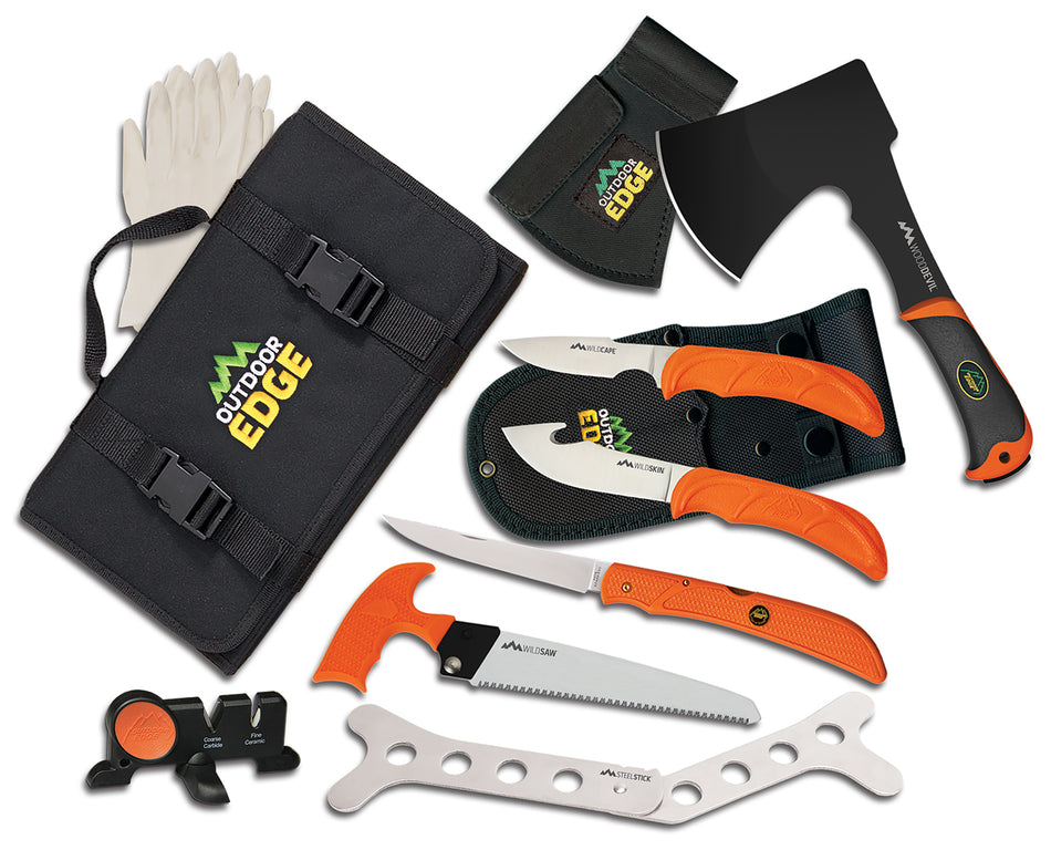 Outdoor Edge Outfitter OF1 Professional Hunting Set 420J2 SS Blades FRN Orange Handle Full Kit