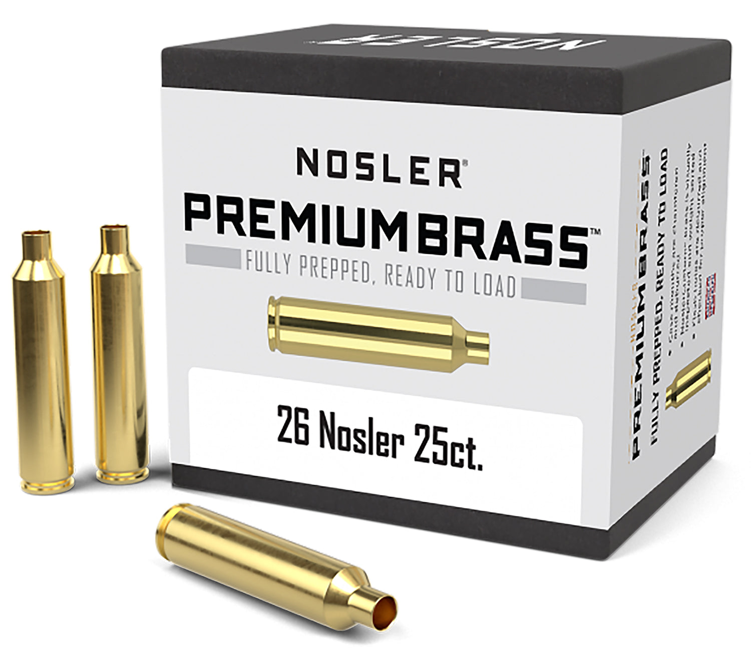 Nosler 10140 Premium Brass Unprimed Cases 26 Nosler Rifle Brass 25/Box