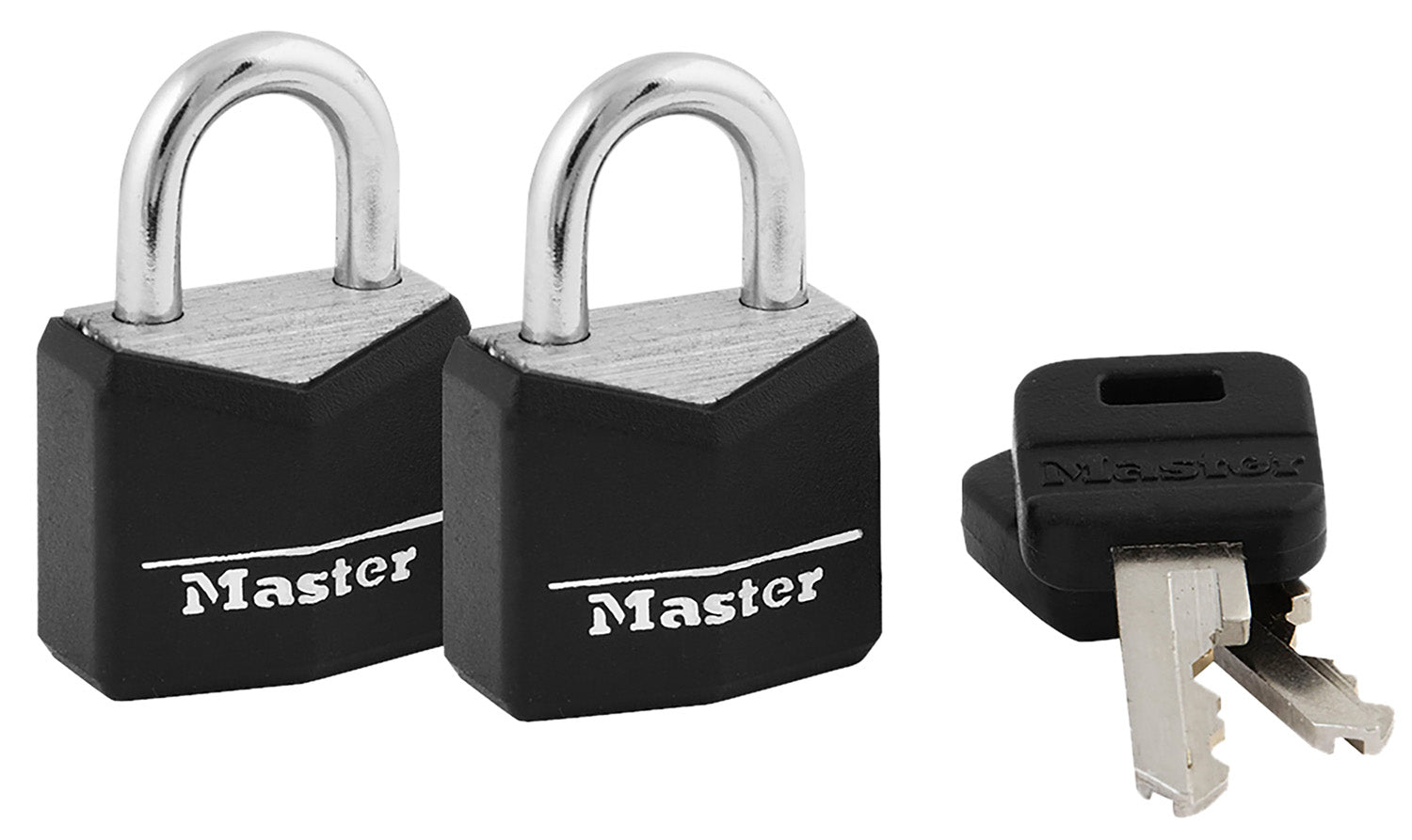 Master Lock 121T Black Vinyl-Covered Keyed Alike Steel Padlock Set of 2