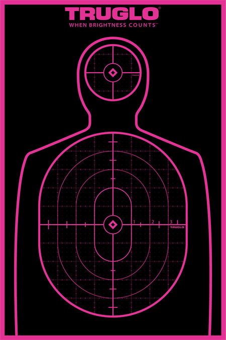 TruGlo Tru-See Handgun Silhouette Heavy Paper Target Fluorescent Pink Halo Self-Adhesive 6 Pack
