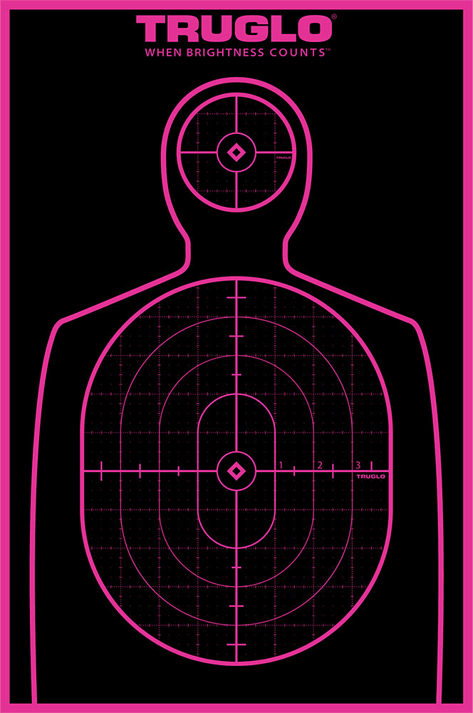 TruGlo Tru-See Handgun Silhouette Heavy Paper Target Fluorescent Pink Halo Self-Adhesive 6 Pack