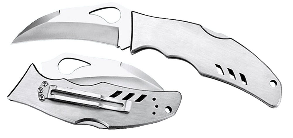 Spyderco Byrd Crossbill Folding Knife BY07P 3.50" Plain Hawkbill 8Cr13MoV Blade Stainless Steel Handle