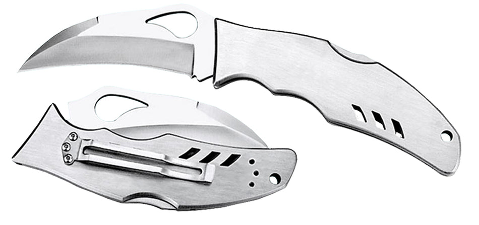 Spyderco Byrd Crossbill Folding Knife BY07P 3.50" Plain Hawkbill 8Cr13MoV Blade Stainless Steel Handle
