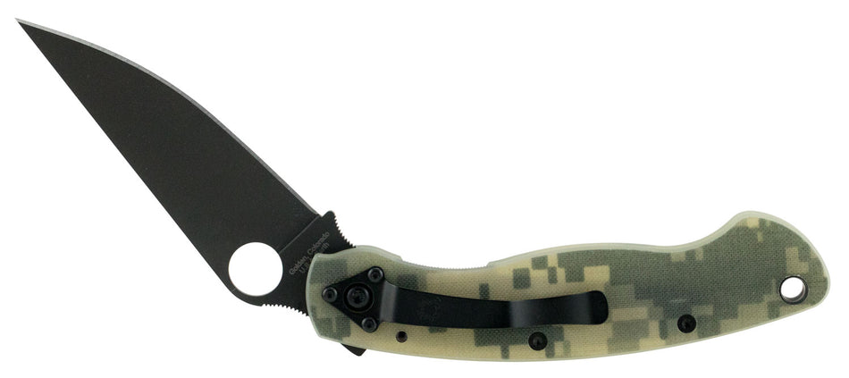 Spyderco Military Large Folding Knife C36GPCMOBK 4" Plain Black DLC CPM S30V Blade Camo G10 Handle