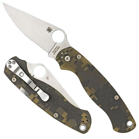 Spyderco Para Military 2 3.45" CPM S45VN Drop Point Folding Knife with Camo G10 Handle and Pocket Clip