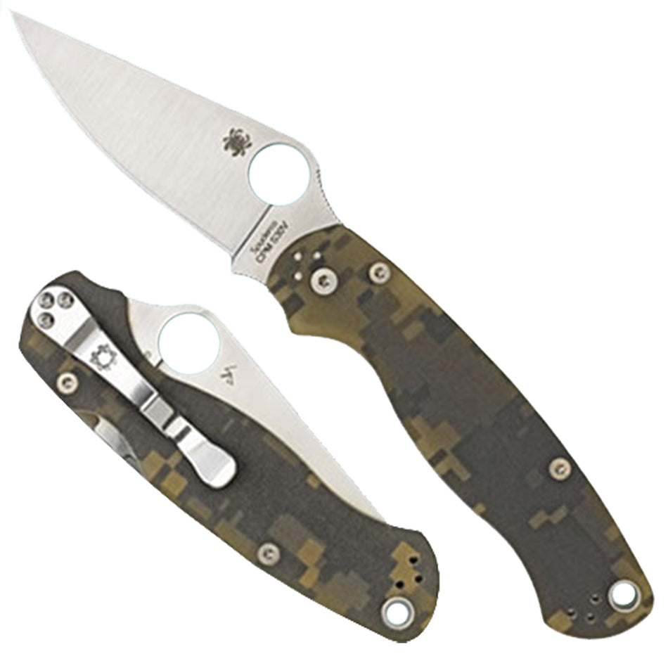 Spyderco Para Military 2 3.45" CPM S45VN Drop Point Folding Knife with Camo G10 Handle and Pocket Clip