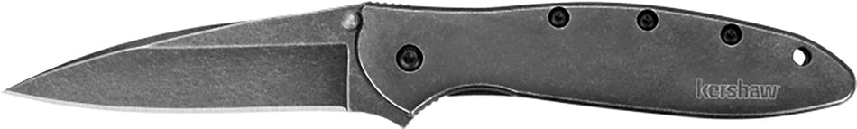 Kershaw Leek 1660BLKW 3" Assisted-Open Folding Knife Black DLC 14C28N Blade Blackwash 410 Stainless Steel Handle with Clip