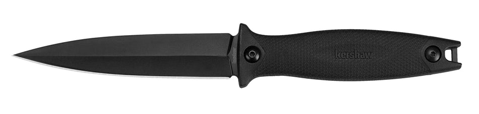 Kershaw Secret Agent 4007 4.40" Fixed Spear Point Non-Reflective Black Oxide Blade Glass-Filled Nylon Handle with Belt Sheath
