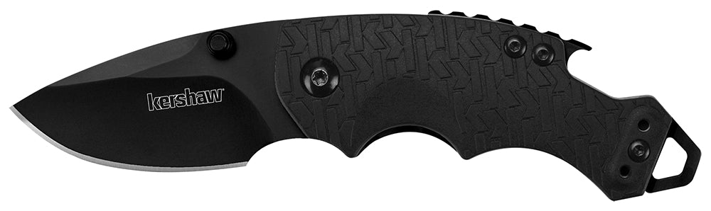 Kershaw Shuffle 8700BLK 2.40" Compact Folding Utility Knife Plain Black Oxide 8Cr14MoV Blade Black Nylon Handle with Clip