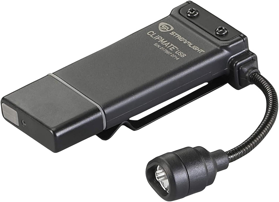 Streamlight ClipMate USB 61126 Black Rechargeable Flexible Light 70 Lumen White/Red LED
