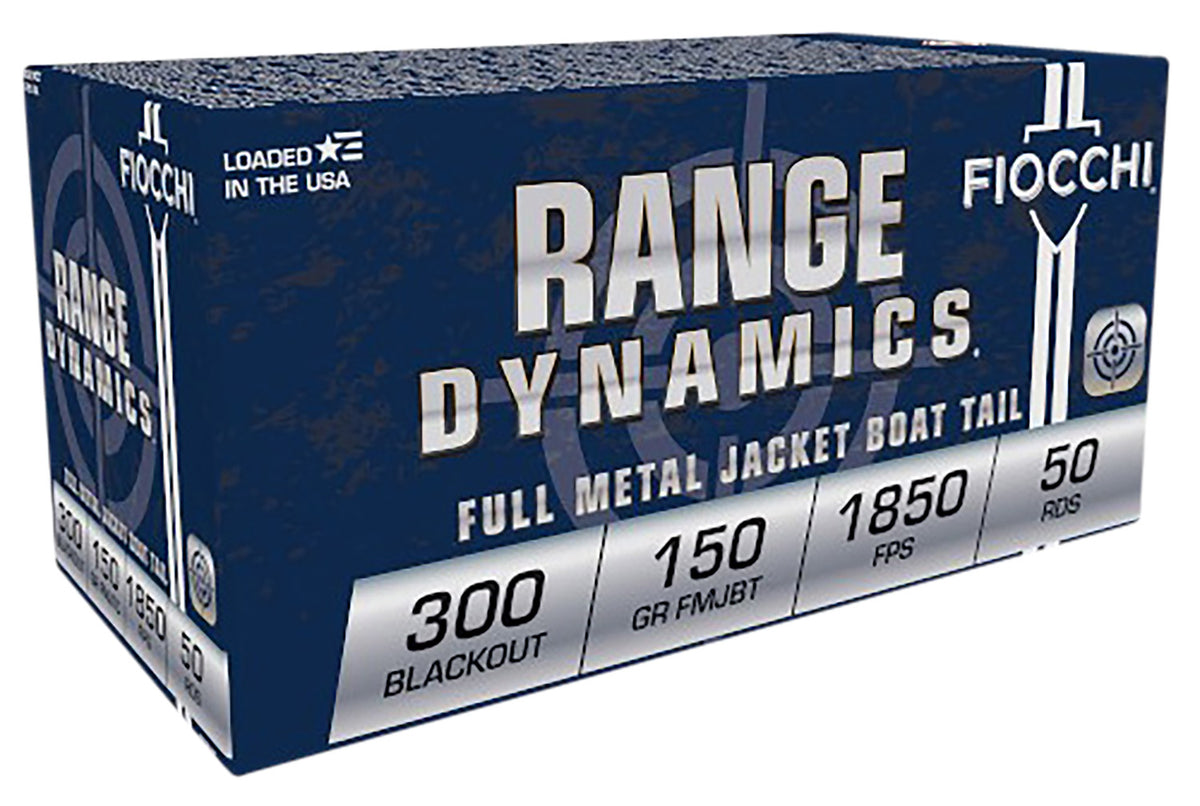 Fiocchi Range Dynamics Full Metal Jacket Boat Tail 150 Grain .300 AAC Blackout 1850 fps