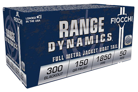 Fiocchi Range Dynamics Full Metal Jacket Boat Tail 150 Grain .300 AAC Blackout 1850 fps