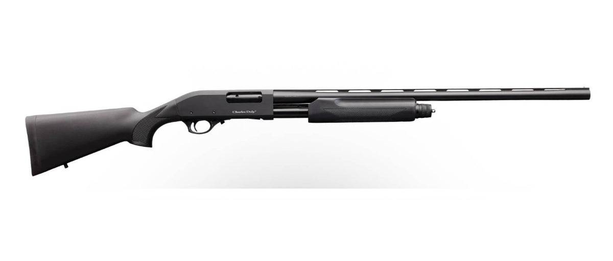 Charles Daly 930198 301 Full Size 12 Gauge Pump 3" 4+1 28" Black Vent Rib Barrel, Matte Black Aluminum Grooved Receiver, Fixed Black Synthetic Stock, Beretta/Benelli Mobil Choke Tube System