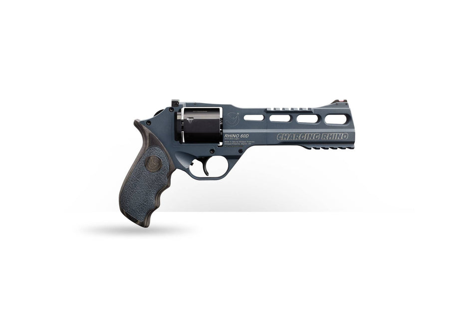 Chiappa Firearms 340314 Rhino 60DS Gen II 9mm Luger 6 Shot 6" Slate Cerakote Steel Black Barrel & Cylinder, Slate Cerakote Aluminum Frame, Black/Gray Finger Grooved Laminate Grip, Exposed Hammer