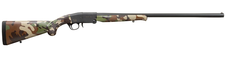 Charles Daly 930335 101 Compact 20 Gauge Break Open 3" 1rd 26" Black Steel Single Shot Barrel & Receiver, Fixed Woodland Camo Synthetic Stock, Beretta/Benelli Mobil Choke System