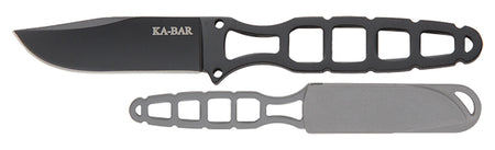 Ka-Bar Skeleton 1118BP 2.50" Fixed Plain Clip Point 5Cr15MoV SS Blade Skeletonized Handle Neck Carry Hard Plastic Sheath