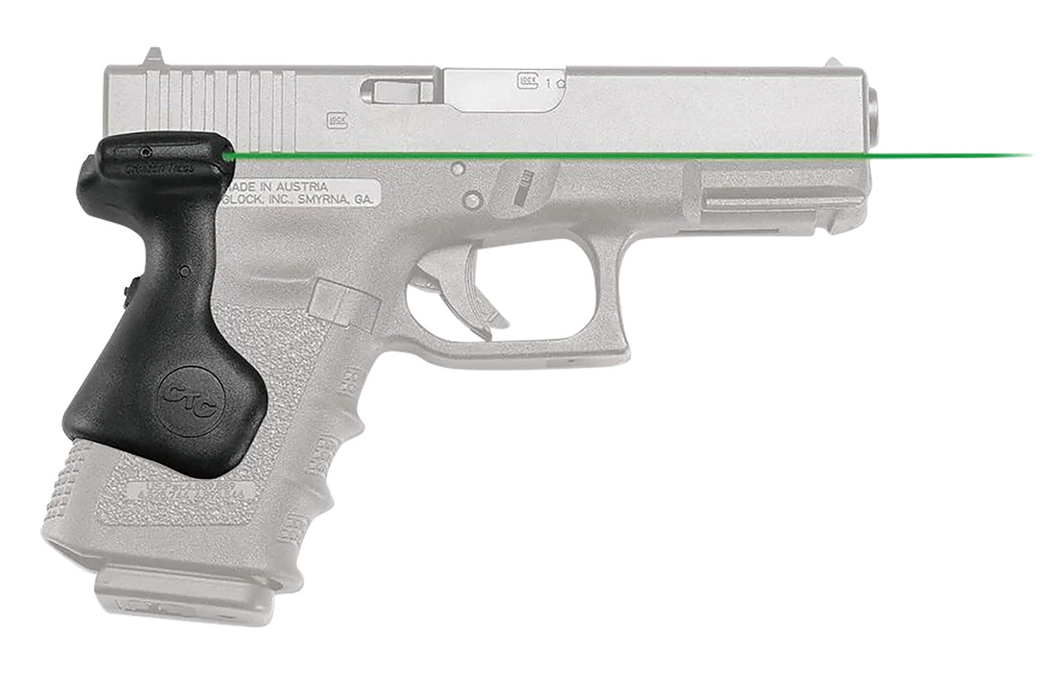 Crimson Trace Lasergrips Compatible with Glock Compact Gen5 19/Gen4 19/23/32, Green Laser, Black Polymer