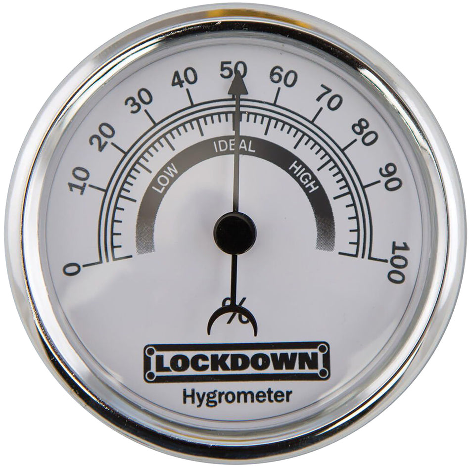Lockdown Gun Vault Hygrometer Silver 2.75" Humidity Gauge