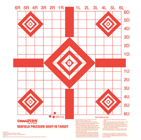 Champion Redfield Sight-In Diamond Paper Target Pistol and Rifle 16"x16" White/Red 100 Count