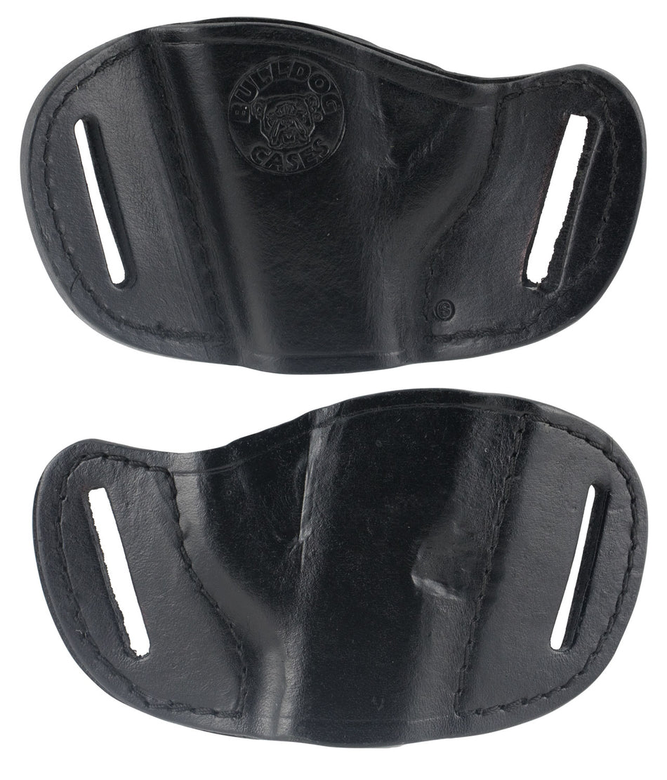Bulldog MLBS Molded Black Leather OWB Belt Slide Holster for Small and Mini Semi-Automatic Pistols Right-Hand Draw