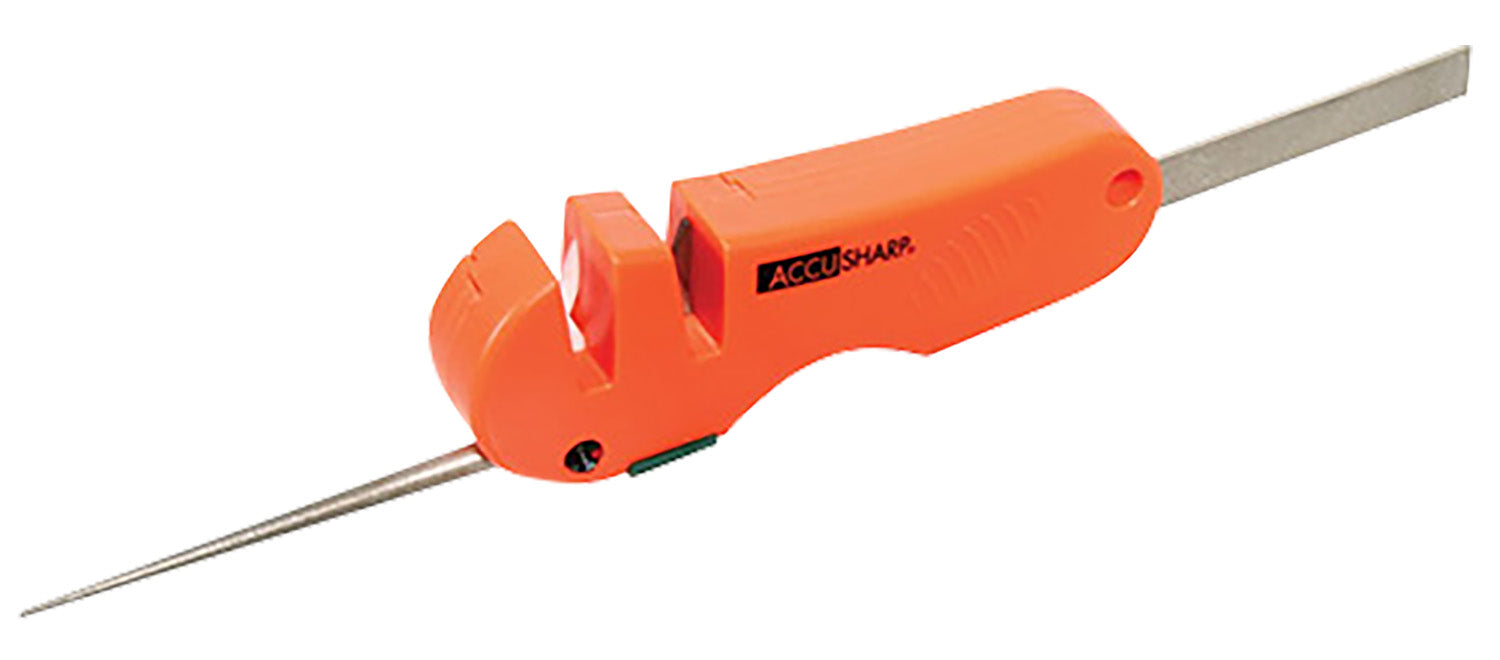 AccuSharp 028C Coarse Tungsten 4-in-1 Multi-Tool Knife Sharpener, Orange Handle
