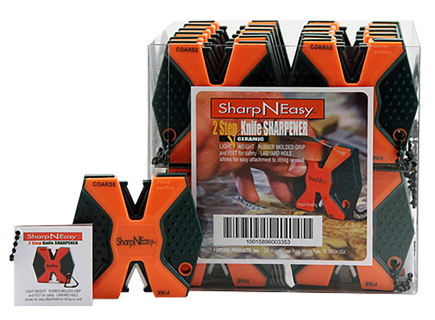AccuSharp 335CD SharpNEasy 2-Step Ceramic Rod Knife Sharpener with Lanyard Hole Black/Orange