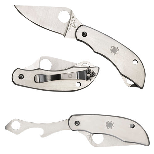 Spyderco Clipitool Multi-Tool Folding Knife C175P 4.57" Plain 8Cr13MoV Blade Stainless Handle Screwdriver Opener