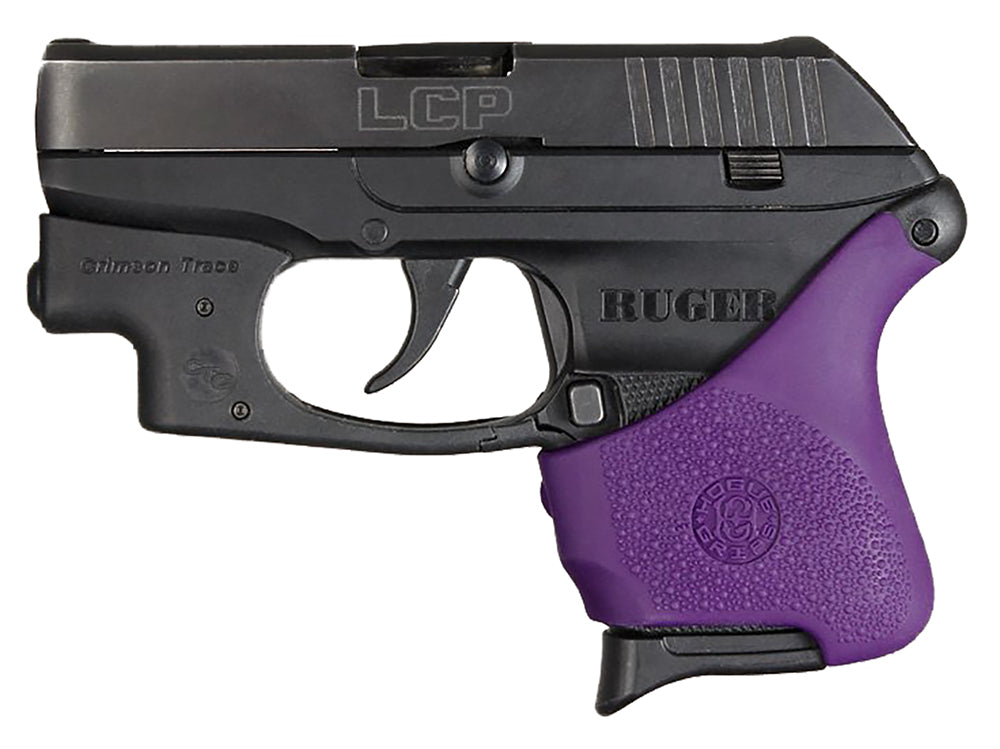 Hogue HandAll Hybrid Grip Sleeve Purple Rubber Finish for Ruger LCP with Crimson Trace