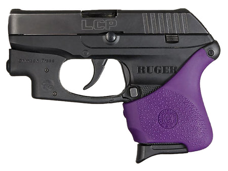 Hogue HandAll Hybrid Grip Sleeve Purple Rubber Finish for Ruger LCP with Crimson Trace