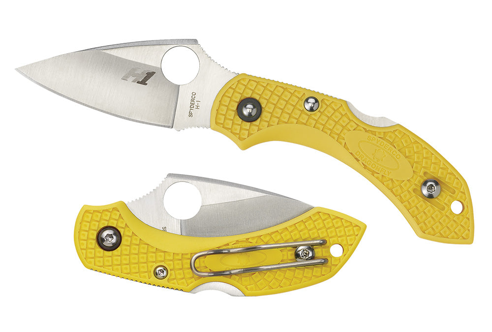 Spyderco Dragonfly 2 Salt 2.25" Folding Knife Serrated H1 Steel Blade Marine Yellow FRN Handle Includes Clip