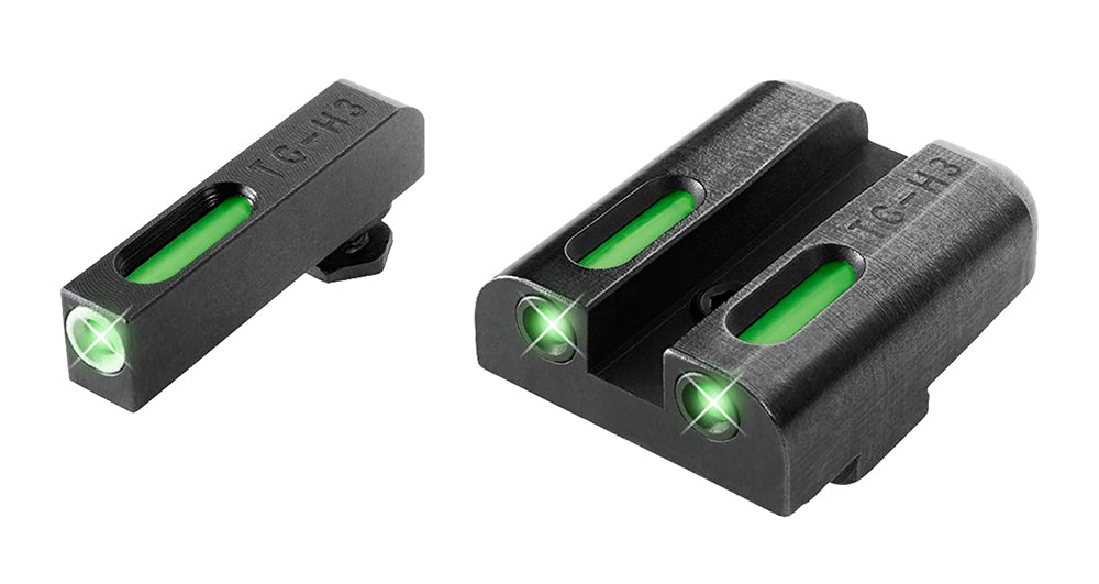 TruGlo TG13GL2A TFX Fortress Finish Tritium Fiber Optic Glock Sight Green White Outline Rear