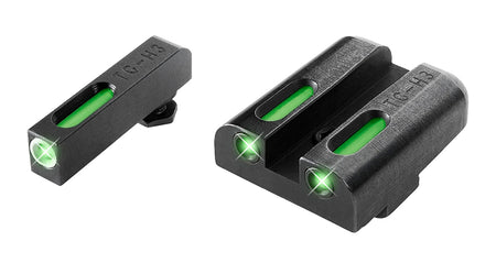 TruGlo TG13GL2A TFX Fortress Finish Tritium Fiber Optic Glock Sight Green White Outline Rear