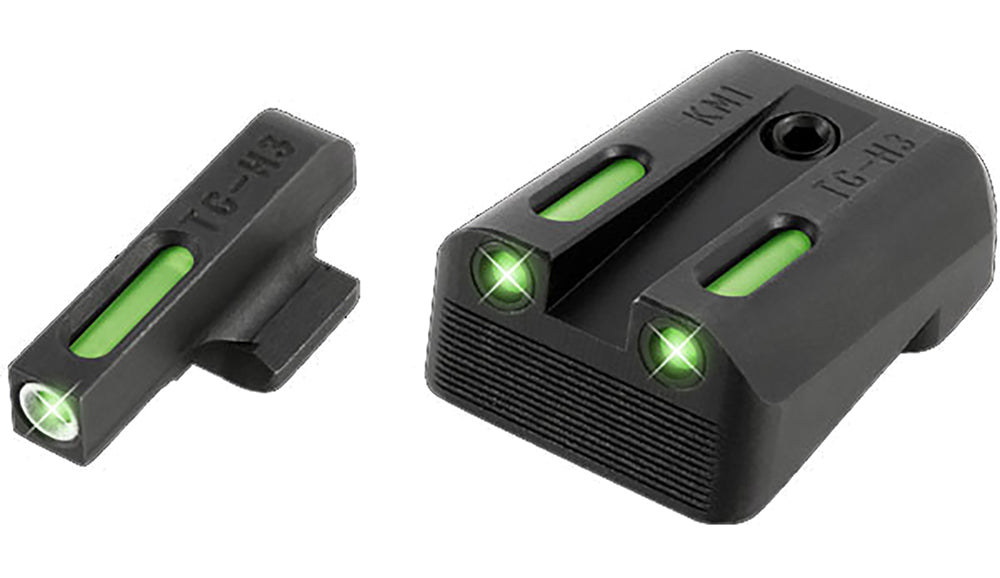 TruGlo TG13KM1A TFX Tritium Fiber Optic Kimber Sight Green White Outline Rear Dovetail