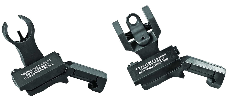 Troy Ind 45 Degree Folding Iron Sight Set HK Front Round Rear Black Anodized Finish