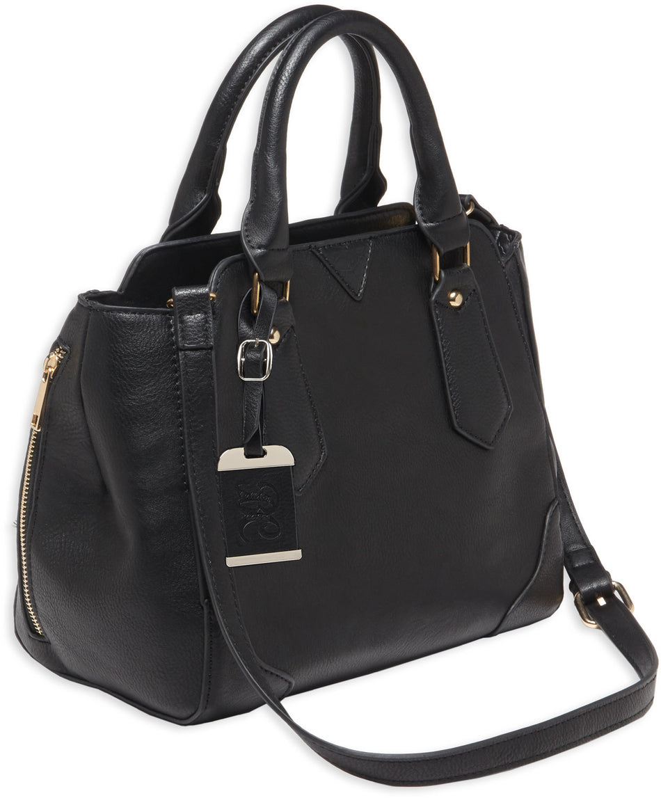 Bulldog BDP020 Concealed Carry Satchel Purse with Holster Black Leather Fits Small Autos and Revolvers Ambidextrous