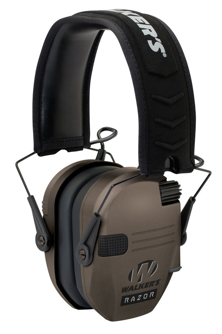 Walker's Razor Slim Electronic Muff 23NRR HD Speakers Flat Dark Earth & Black Polymer