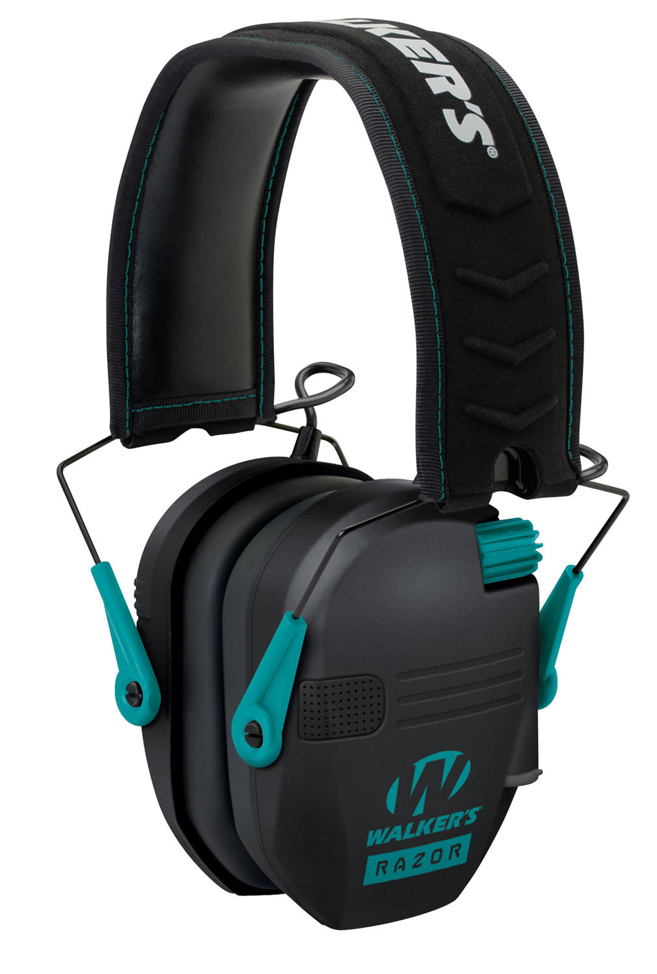 Walker's Razor Slim Electronic Muff 23NRR Teal Accented Black Polymer Over-the-Head