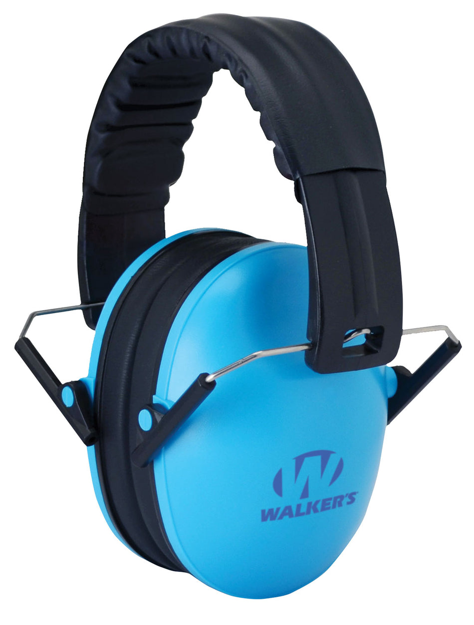 Walker's Kids Folding Passive Ear Muff 23NRR Adjustable Over-the-Head Blue/Black Polymer