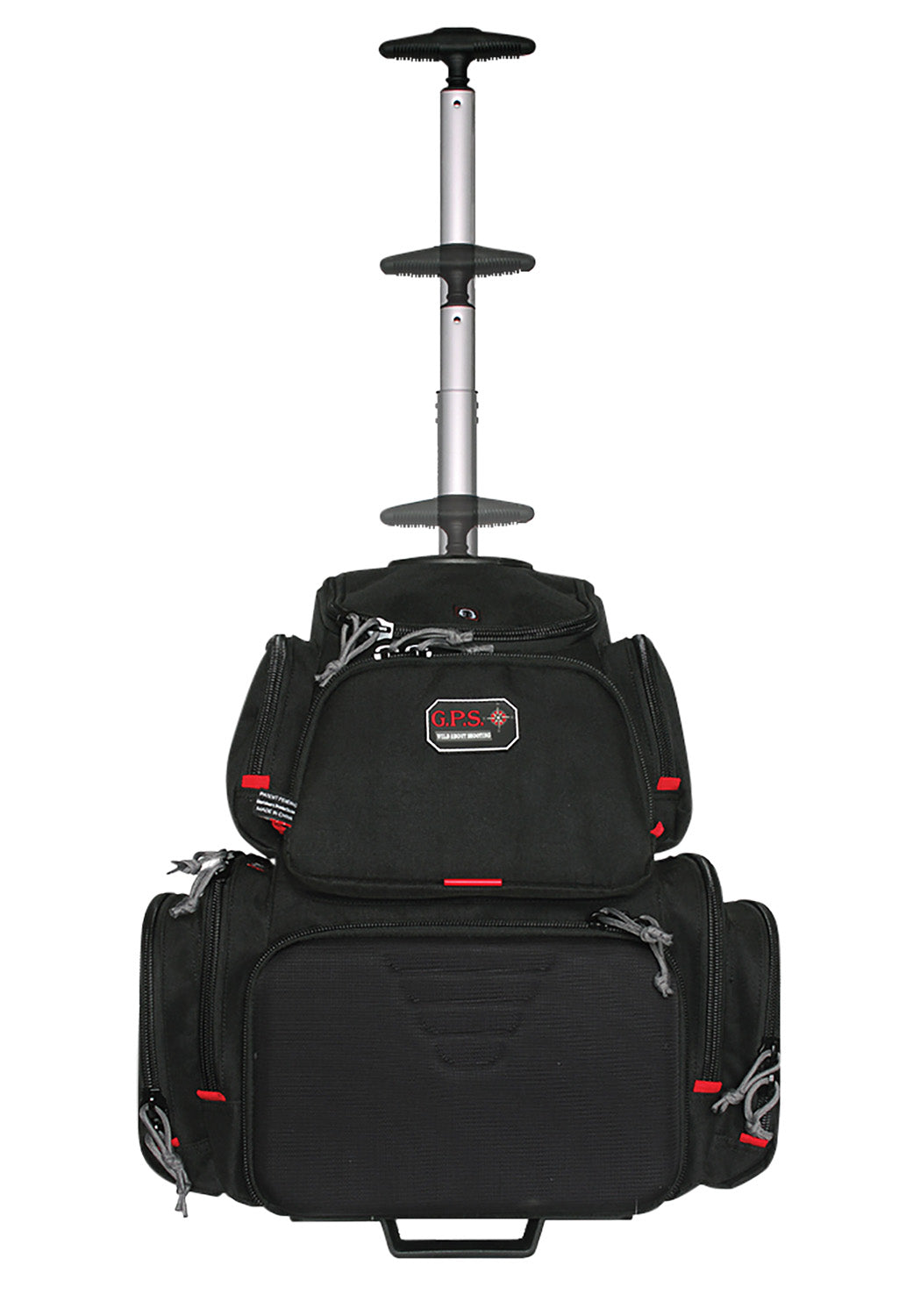 GPS Handgunner Rolling Backpack Black 600D Polyester Foam Cradle Holds 4 Handguns