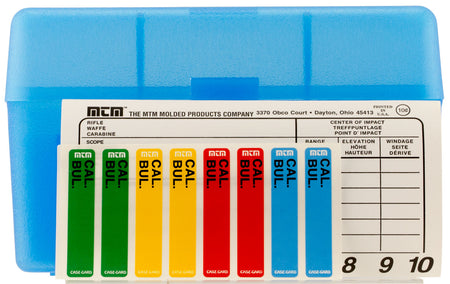 MTM RL5024 Case-Gard R-50 50rd Clear Blue Polypropylene Multi-Caliber Ammo Box