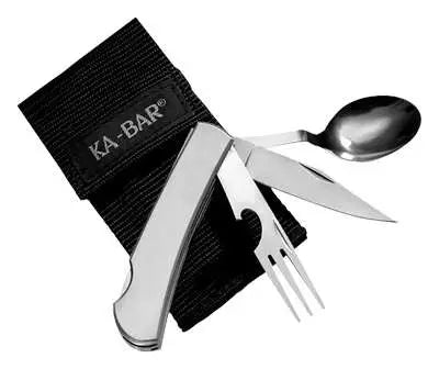 KA-BAR Hobo Stainless Steel 3-Piece Camping Flatware Set Fork Knife Spoon Boxed
